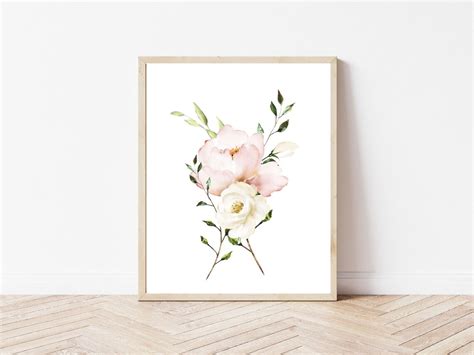 Set of 2 Floral Wall Art, Living Room Wall Decor, Digital Download, Wall Art Printable ...