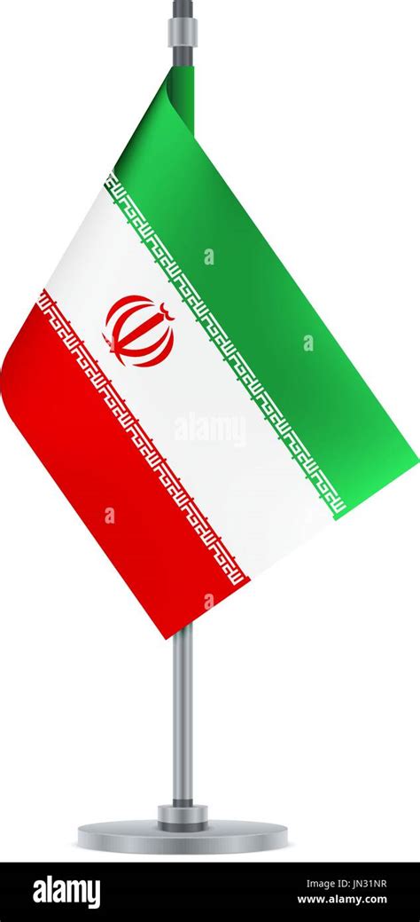 Flag Design Iranian Flag Hanging On The Metallic Pole Isolated