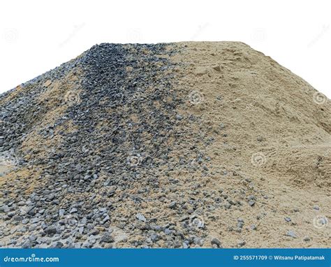 Pile Of Gravel Or Stone And Sand For Construction Isolated On White