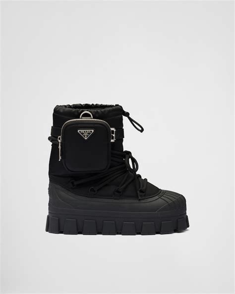 Black Re nylon Gabardine Après ski Boots With Pouch PRADA