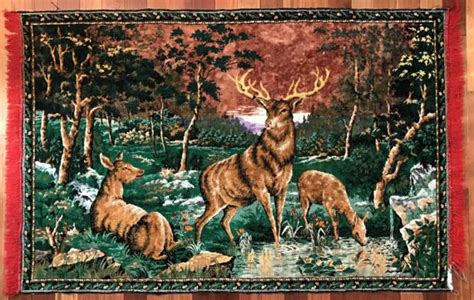 Vintage Deer Tapestry Forest Sunset Deer Scene Tapestry Etsy