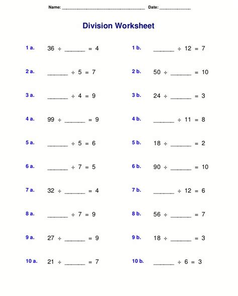 3rd Grade Division Worksheets Best Coloring Pages For Kids Division