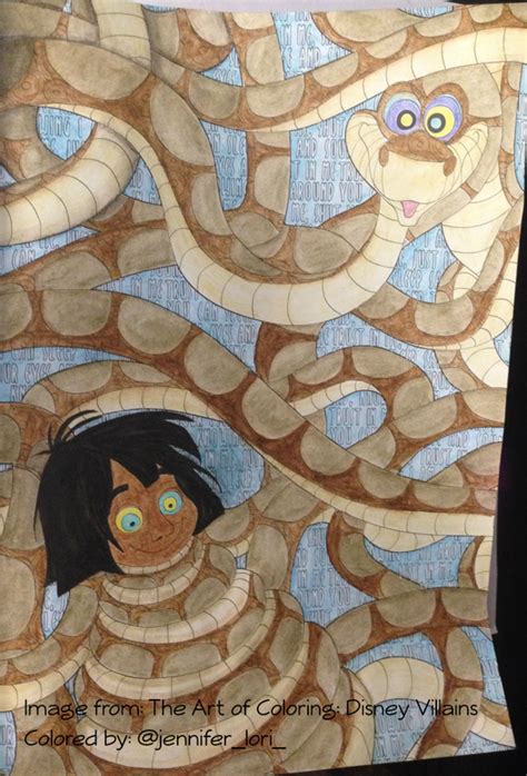 Derwent Inktense On The Kaa And Mowgli Page In The Art Of Coloring