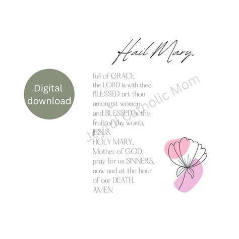 Hail Mary Prayer Print Hail Mary Printable Scripture Wall - Etsy