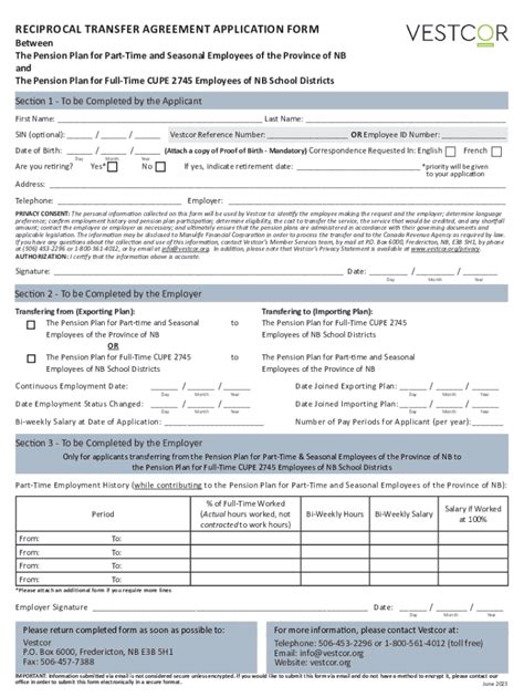 Fillable Online Reciprocal Transfer Agreement Planning Your Retirement