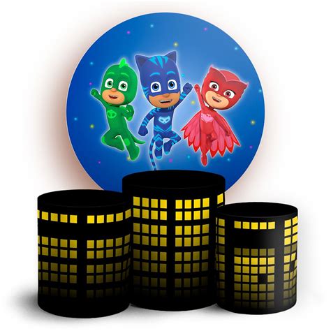 KIT Redondo e Trio PJ Masks Sublimado 3D Sublistamps Sublimação