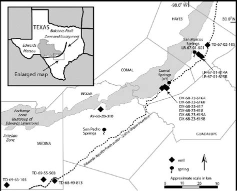 Detailed Edwards Aquifer Sampling Locations In Central Texas The