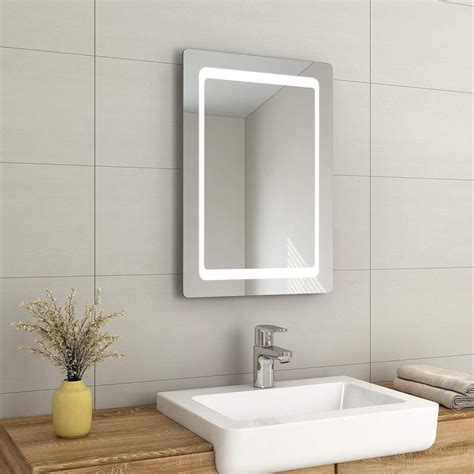 Emke X Mm Illuminated Led Bathroom Mirror With Safety Shaver