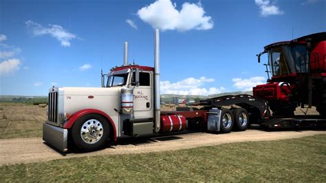 Peterbilt Hauling A Huge Case Harvester American Truck