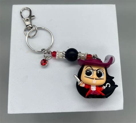 Disney Captain Hook Keychain Lanyard Doorables Peter Pan Keyring Peter