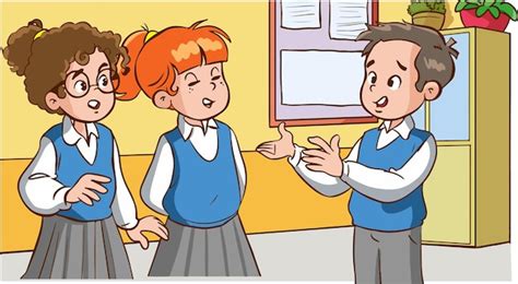 Alunos Conversando Entre Si No Vetor De Desenhos Animados Da Escola