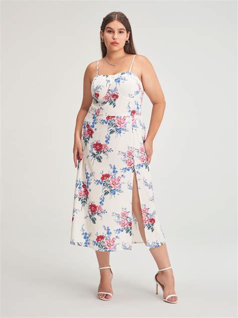 Floral Slit Maxi Dress Curve And Plus Cider