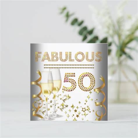 50 Fabulous Gold Champagne Invitation Zazzle