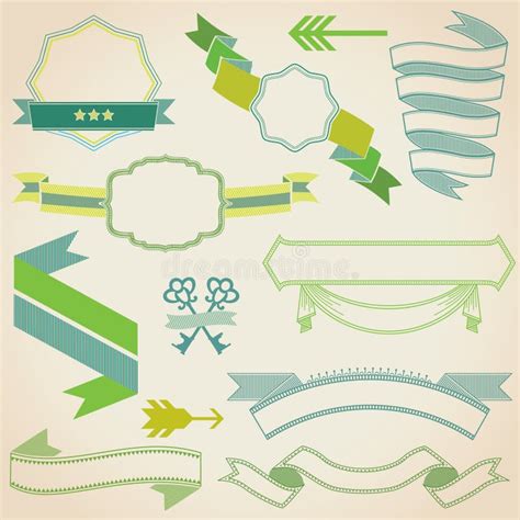 Set Of Retro Ribbons And Labels Stock Vector Illustration Of Emblem