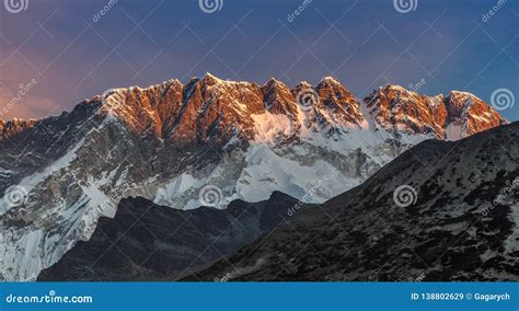 Beautiful Sunset Over Himalayan Mountains on a. Stock Image - Image of ...