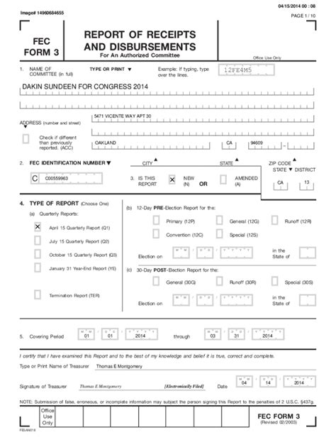 Fillable Online Docquery Fec Gov Pdf Report Of Receipts Fec And