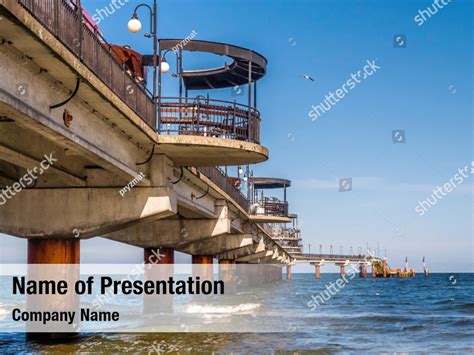 Blue Concrete Pier Sea Powerpoint Template Blue Concrete Pier Sea