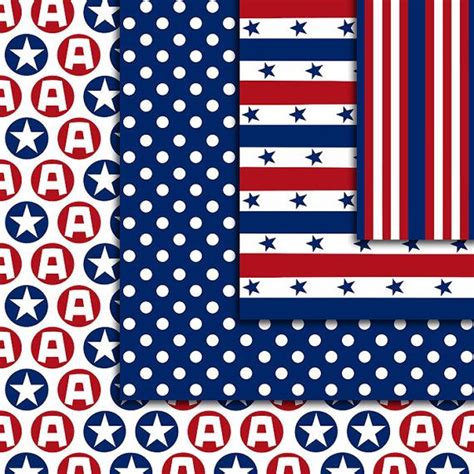 Captain America Inspired Digital Paper Seamless Pattern Etsy In 2021