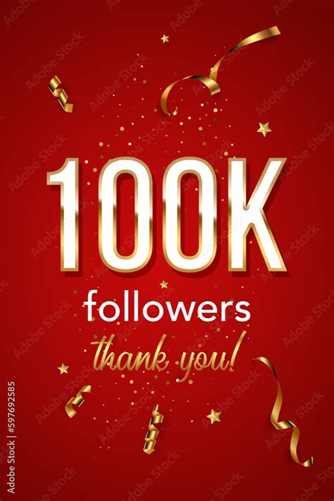 100000 Followers Celebration Vertical Vector Banner Social Media