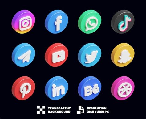 Premium Psd Social Media Icon Collection 3d