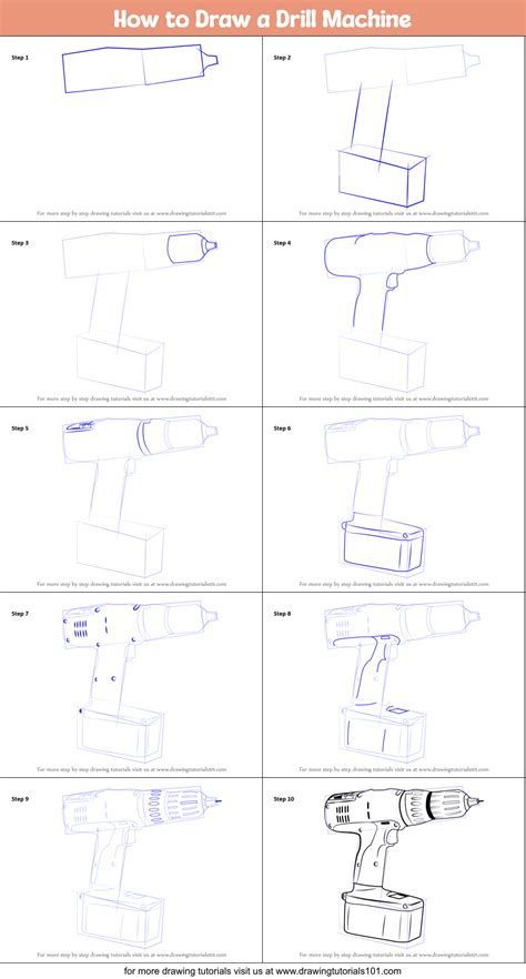 How To Draw A Drill Machine Printable Step By Step Drawing Sheet