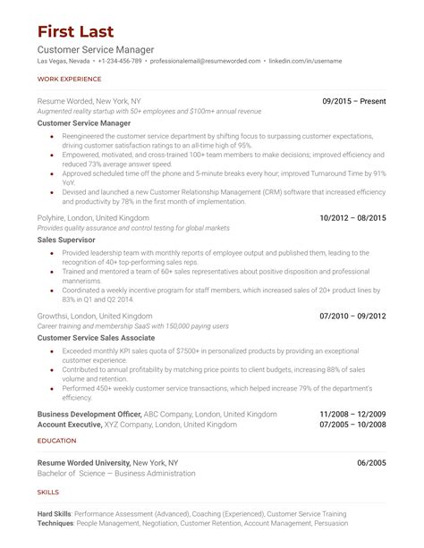 23 Customer Service CV Examples For 2025 Resume Worded