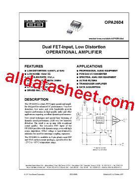 OPA2604 Datasheet PDF Burr Brown TI