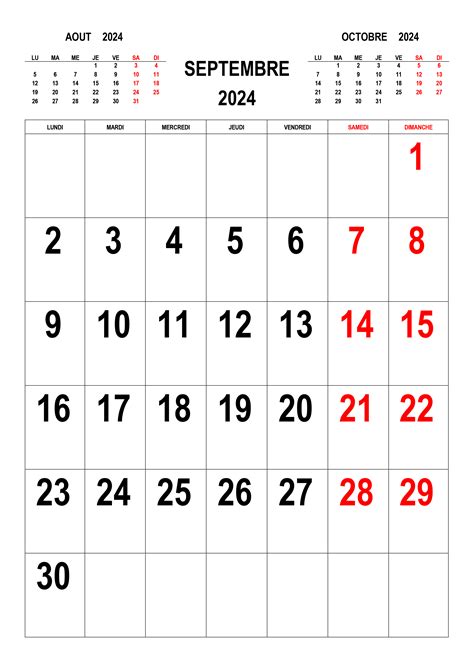 Calendrier Septembre Calendrier Su