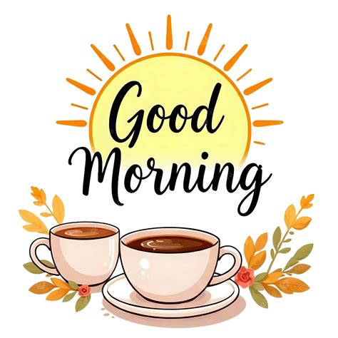 Good Morning Coffee Illustration, Good Morning, Coffee, Sun PNG
