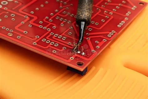 Soldering Process on a Printed Circuit Board Stock Photo - Image of ...