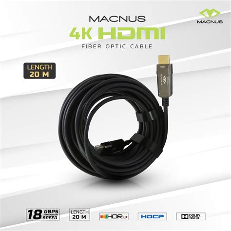 สายสงสญญาณภาพเเละเสยง MACNUS 4K FIBER OPTIC HDMI CABLE 20M SPA