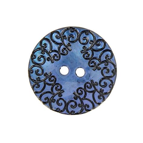 Bouton nacré gravé 27 mm Bleu