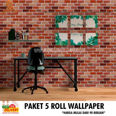 PAKET 5 ROLL Wallpaper Dekorasi Rumah Tempel Di Dinding Motif Batu Bata