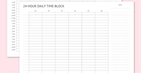 24 Hour Printable Schedule