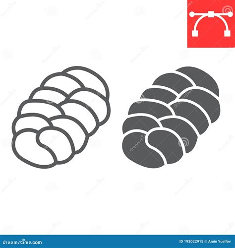 Challah Line Icon Jewish Pastry Bread Loaf Symbol Outline Style