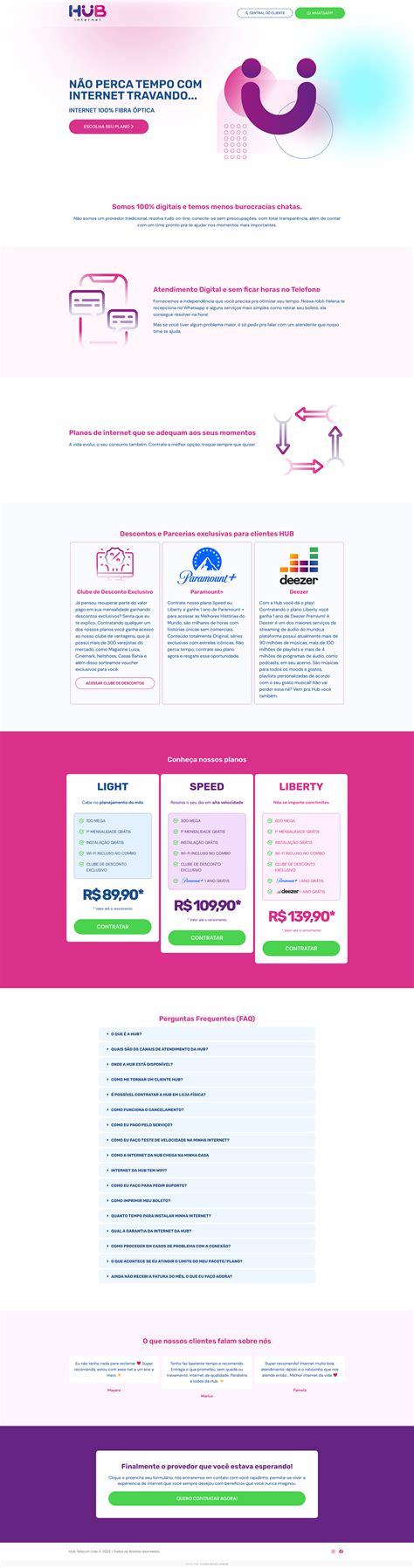 Landing Page HUB Internet On Behance