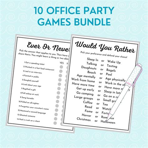 Office Party Games Bundle Printable Games for Team Building Icebreaker ...