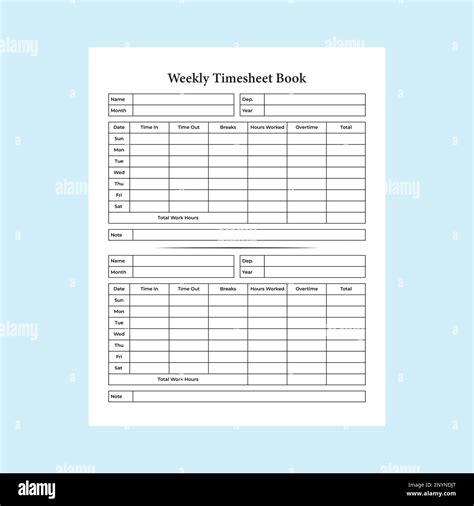 Weekly Timesheet Log Book Kdp Interior Time Management And Employee