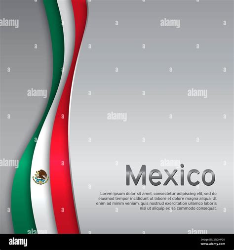 Abstract Waving Mexico Flag Creative Metal Background In Mexico Flag