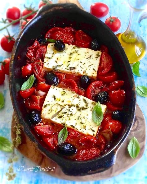 Feta Al Forno Con Pomodorini E Olive Ricetta Originale Greca