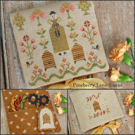 Primitive Cross Stitch Pattern In Full Bloom By Pineberry Lane Etsy