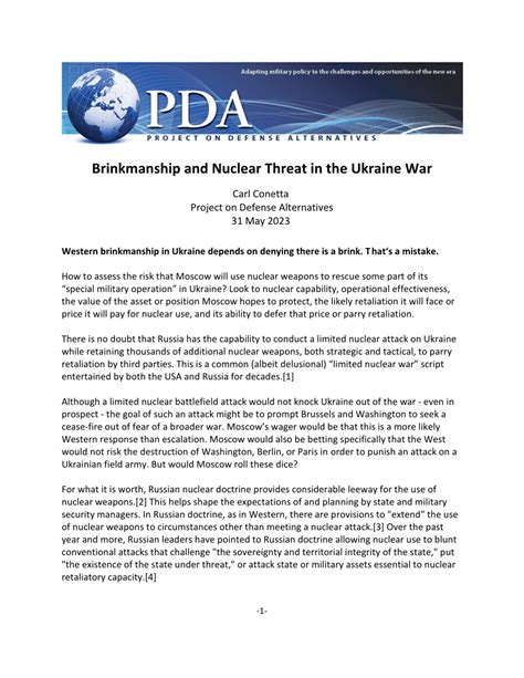 (PDF) Brinkmanship and Nuclear Threat in the Ukraine War