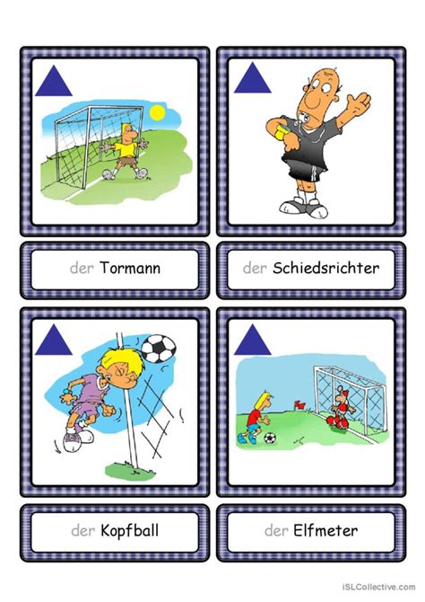 Flashcards Fußball Teil 1 bildwörter English ESL worksheets pdf doc