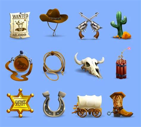 Wild West Icons Set Vector Art At Vecteezy