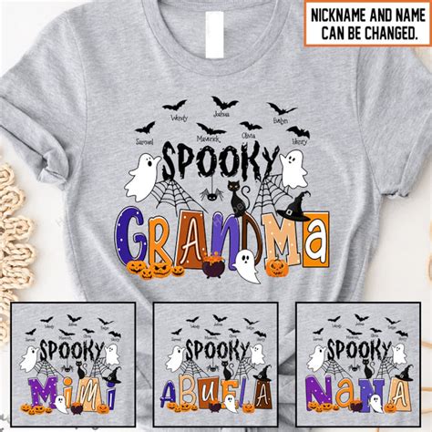 Spooky Grandmas Halloween Grandma Shirt With Grandkids Etsy