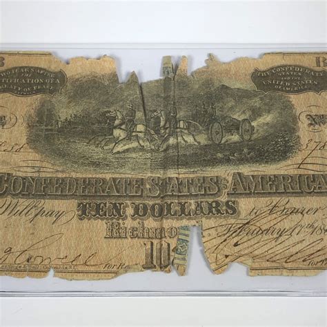 1860 S Confederate States Of America 10 Note Richmond Property Room