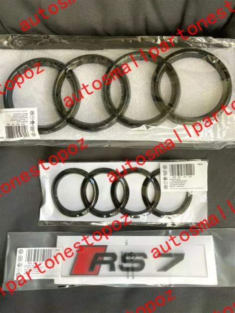 Audi Rs7 Combo Set Front Rear Curved Gloss Black Badge Ring Rings