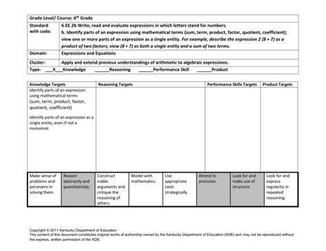 grade level   grade standard