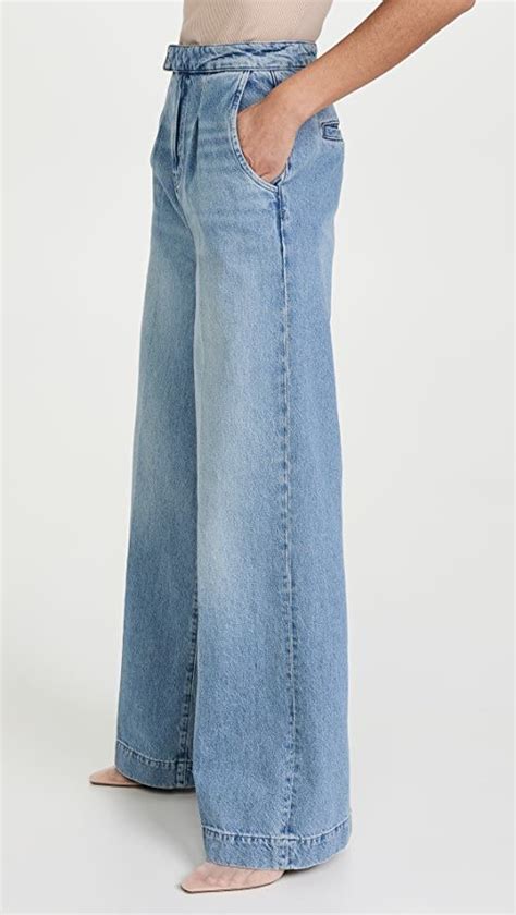 Triarchy Pleated Denim Trousers Shopbop How To Style Wide Leg Jeans