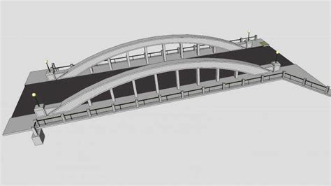 水泥弓形桁架拱桥su模型下载sketchup草图大师skp模型 草图大师模型